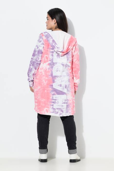 Giacca di felpa aperta con stile batik e HAPPY sul retro