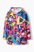 Hoodie-jakke i sweat, allover-print, med hætte