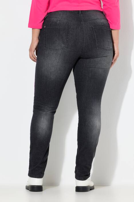 Slim jeans Irma, smalt ben, fargepatches, 5-lommer