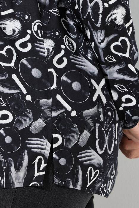 Blusa, forma en A, estampado por toda la prenda, manga larga