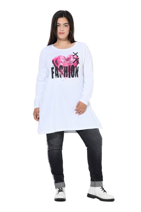 Tričko, A střih, motiv srdce, dlouhé rukávy