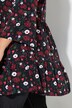 Bluse i A-snit, blomster, 3/4-ærme og flæser