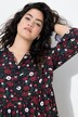 Bluse i A-snit, blomster, 3/4-ærme og flæser