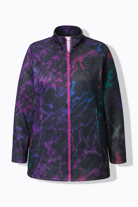 Giacca in maglia e pile con colorata stampa allover