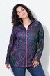 Giacca in maglia e pile con colorata stampa allover