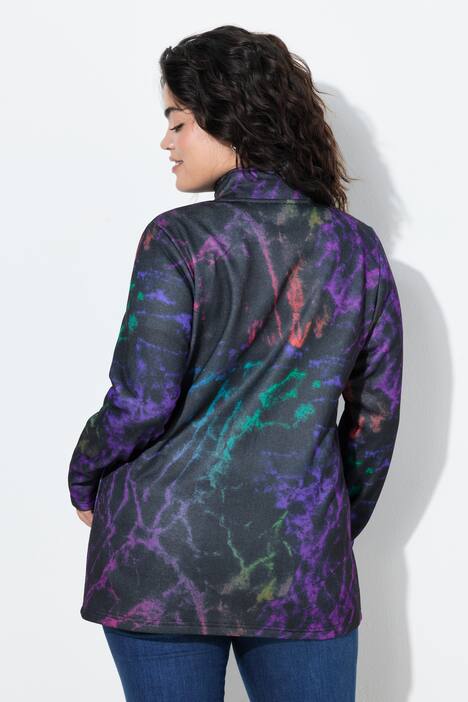 Giacca in maglia e pile con colorata stampa allover