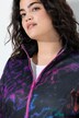 Giacca in maglia e pile con colorata stampa allover