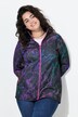 Giacca in maglia e pile con colorata stampa allover