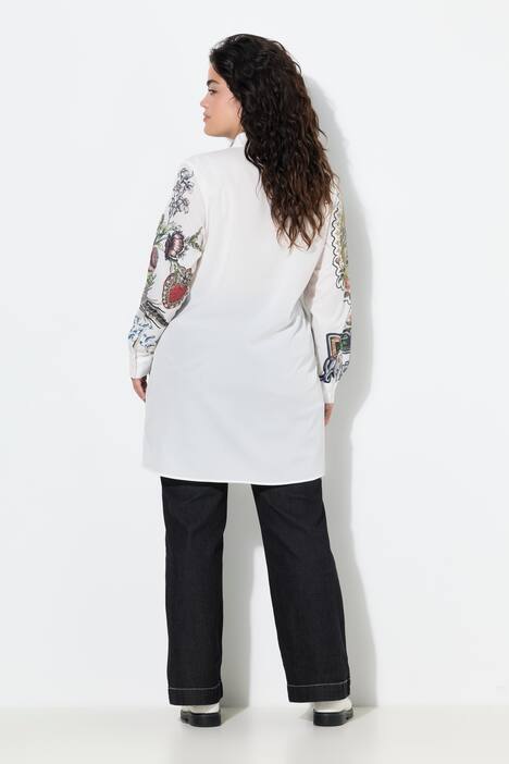 Skjortebluse i A-snit, print på skulder og ærmer