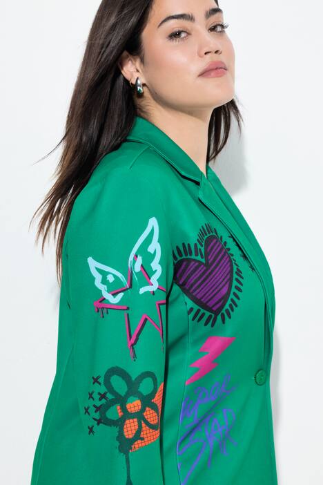 Blazer en tissu scuba, motif à fleurs, coupe Basic Fit