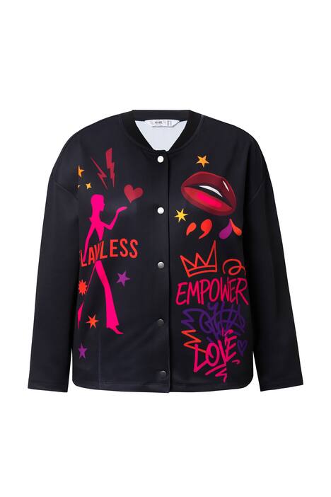 College bunda, lehce oversize, potisky
