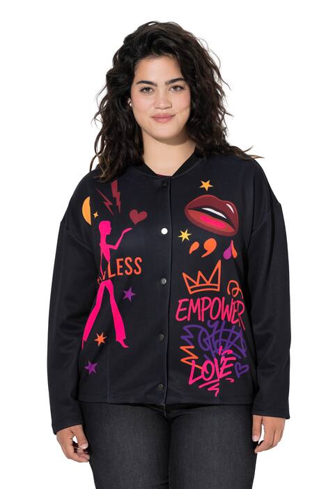 College bunda, lehce oversize, potisky