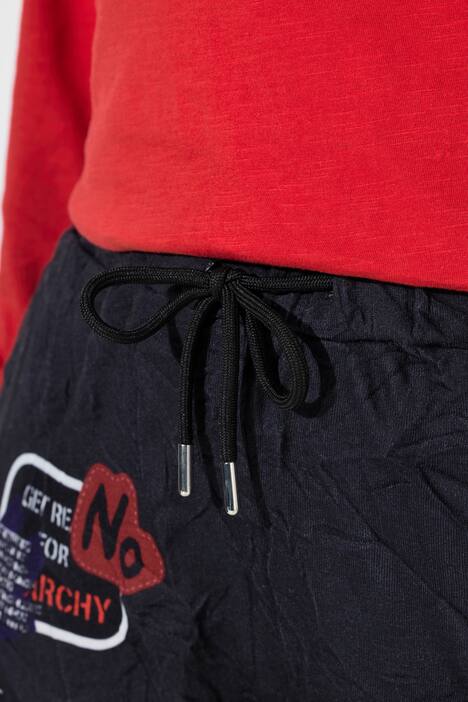 Pantalón, ajuste holgado, jogging, efecto plisado, estampado completo