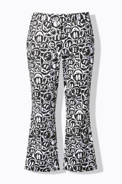 Pantaloni in jersey scuba con taglio scampanato e Smiley