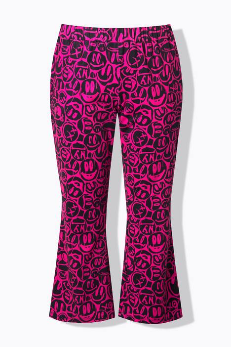 Pantaloni in jersey scuba con taglio scampanato e Smiley