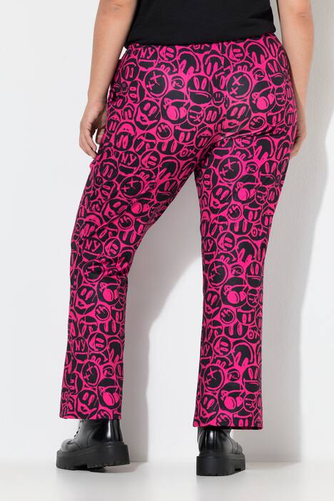 Pantaloni in jersey scuba con taglio scampanato e Smiley