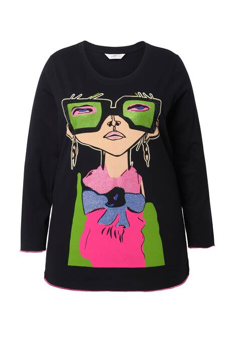 Tričko, maxi Lady motiv, třpytivé kamínky, neonové švy