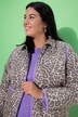 Quiltet jakke, oversized, leopard-mønster, farvet paspel, skjortekrae