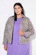 Quiltet jakke, oversized, leopard-mønster, farvet paspel, skjortekrae