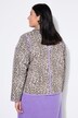 Quiltet jakke, oversized, leopard-mønster, farvet paspel, skjortekrae
