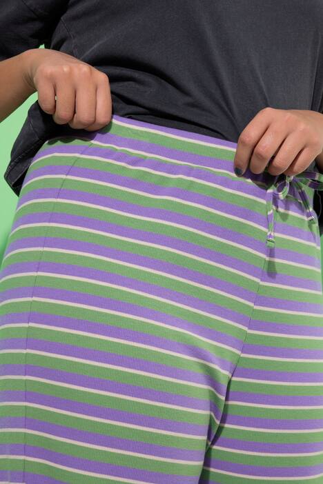 Pantalon en jersey à rayures, coupe Wide Legs, taille élastique