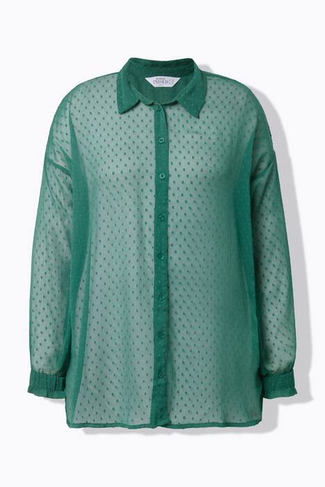 Bluse, oversized, chiffon med struktur, langermet