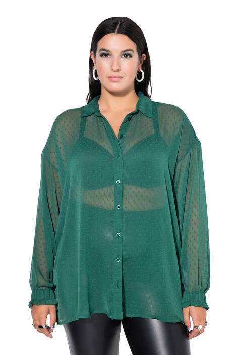 Halenka, oversize, šifon se strukturou, dlouhé rukávy