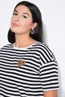 T-shirt en jersey rayé, cœur et coupe oversize