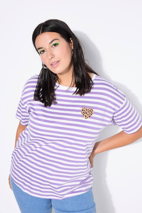 T-shirt en jersey rayé, cœur et coupe oversize
