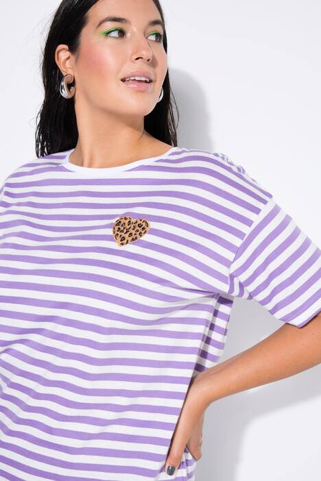 T-shirt en jersey rayé, cœur et coupe oversize