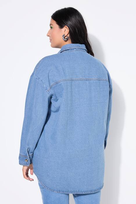 Chemise en jean oversize, cœur brodé