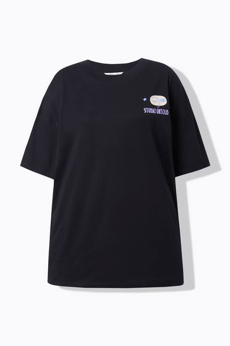 T-shirt, oversized, print foran og bagpå
