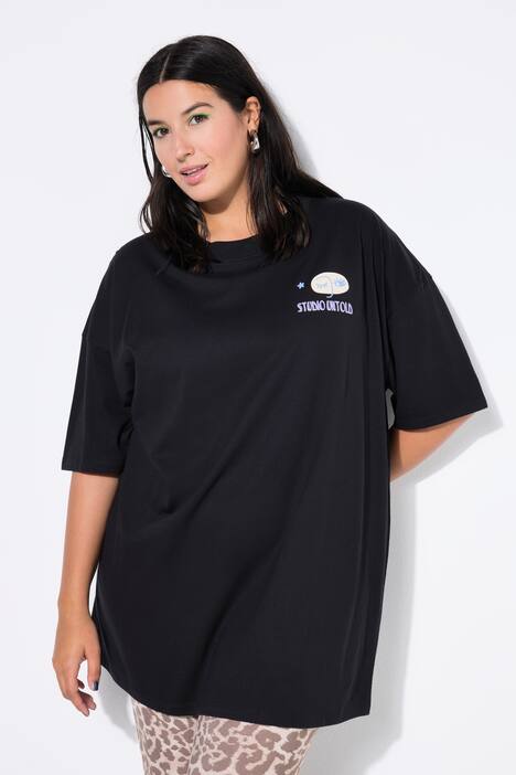 T-shirt, oversized, print foran og bagpå