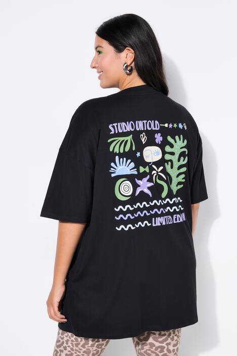 T-shirt, oversized, print foran og bagpå