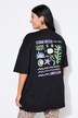 T-shirt, oversized, print foran og bagpå
