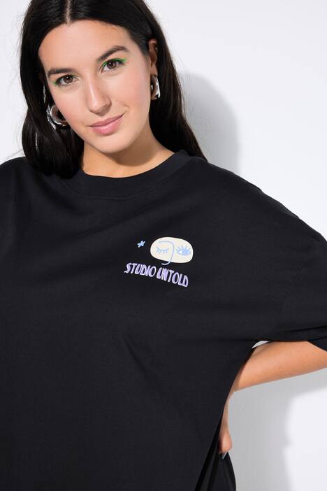 T-shirt, oversized, print foran og bagpå