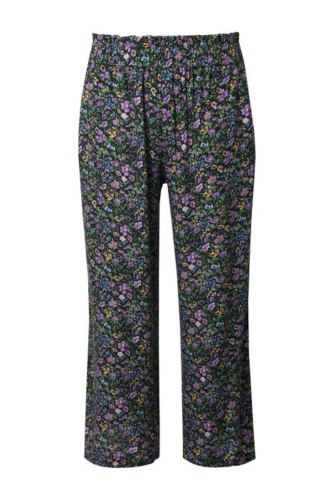 Palácové kalhoty, široké noahvice, vysoký pas, Flowers