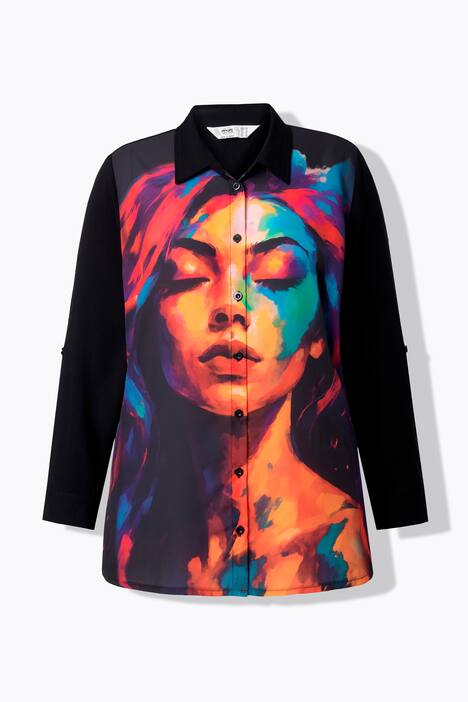 Blusa, forma recta, motivo de cara XL
