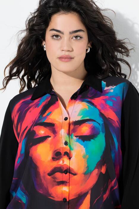 Blusa, forma recta, motivo de cara XL