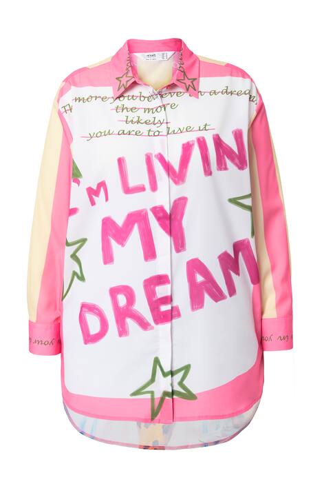 Košilová halenka, oversize, na zádech vánoční zvíře