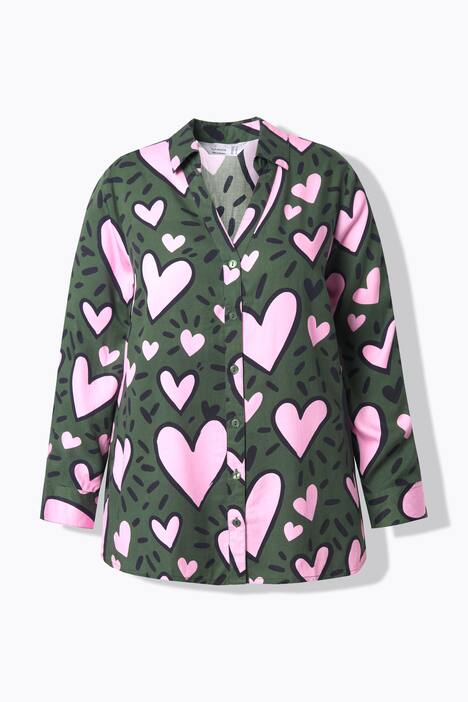 Blouse coupe Comfort Fit, manches longues et motif cœur