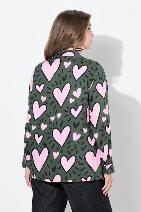 Blouse coupe Comfort Fit, manches longues et motif cœur