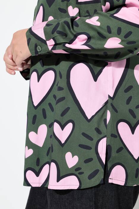 Blouse coupe Comfort Fit, manches longues et motif cœur