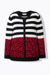 Chaqueta de punto, ajuste recto, leopardo/rayas