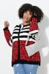 Chaqueta de punto, ajuste recto, leopardo/rayas
