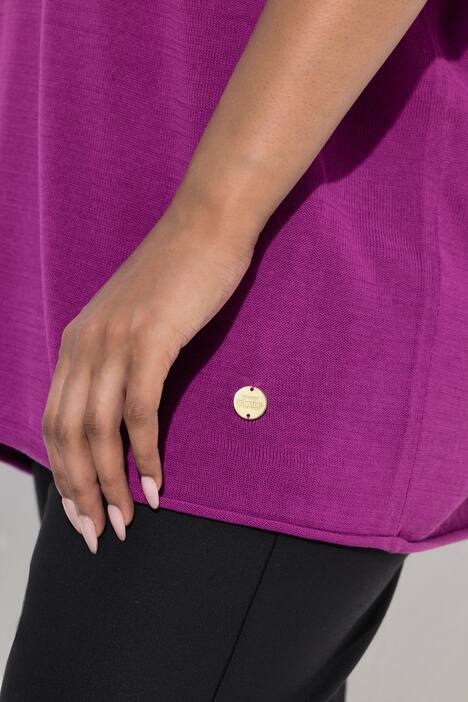 Pull à manches longues et col montant, bords roulottés, coupe Boxy Fit