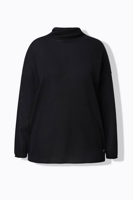 Pull à manches longues et col montant, bords roulottés, coupe Boxy Fit