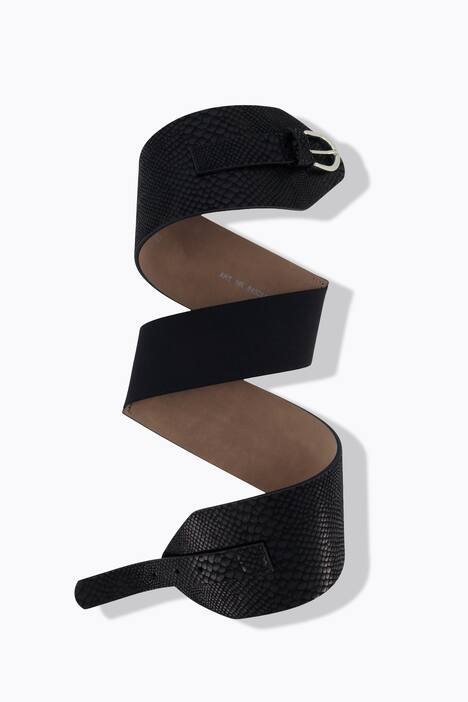 Leren riem, slangenprint, gesp