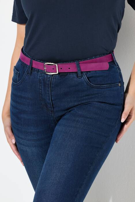 Leren riem, suède, metallic gesp