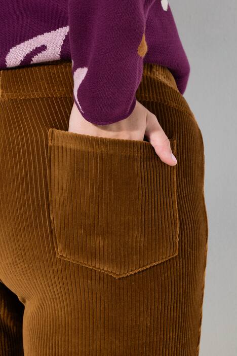 Pantalon à enfiler en velours côtelé de coton bio Mary, ceinture élastique